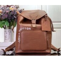 Louis Vuitton LV Unisex Montsouris Backpack Cognac Calf Leather Drawstring Magnetic Closure Handle (2)