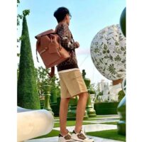 Louis Vuitton LV Unisex Montsouris Backpack Cognac Calf Leather Drawstring Magnetic Closure Handle (2)