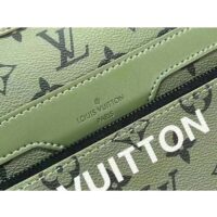 Louis Vuitton LV Unisex Trio Messenger Khaki Green Vermillion Red Monogram Canvas Cowhide Leather (6)