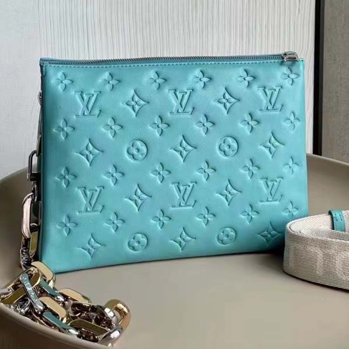 Louis Vuitton LV Women Coussin PM Handbag Azure Blue Lambskin Calfskin Cowhide Leather (2)
