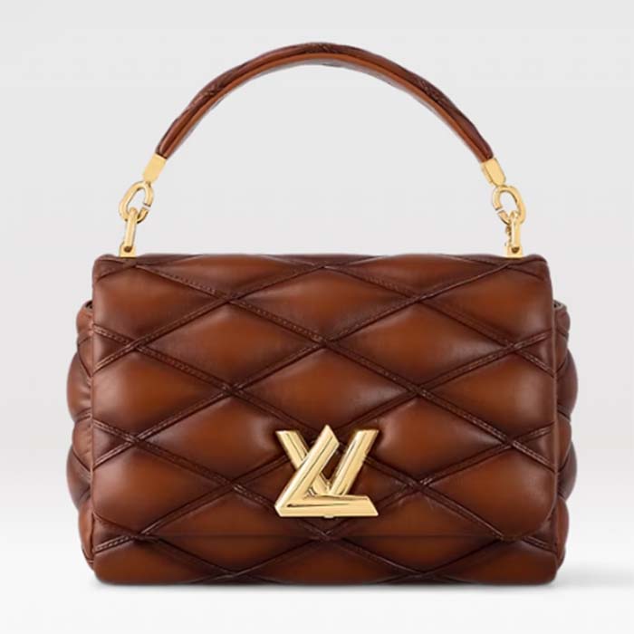Louis Vuitton LV Women GO-14 MM Smoked Tan Lamb Leather Cowhide Leather