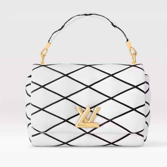 Louis Vuitton LV Women GO-14 MM White Black Lamb Leather Cowhide Leather