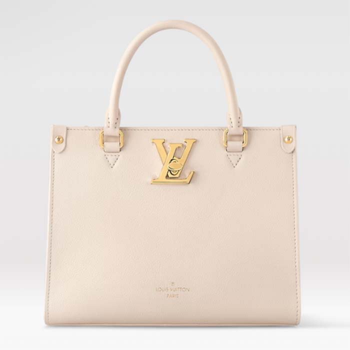 Louis Vuitton LV Women Lock & Go White Grained Calf Leather Microfiber Lining