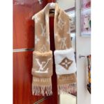Louis Vuitton Unisex Cold Reykjavik Scarf Cashmere Mink Fur Beige Jacquard LV Initials Monogram Flowers – Bild 3