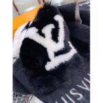 Louis Vuitton Unisex Cold Reykjavik Scarf Cashmere Mink Fur Black Jacquard LV Initials Monogram Flowers - Imagen 5