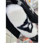 Louis Vuitton Unisex Cold Reykjavik Scarf Cashmere Mink Fur Black Jacquard LV Initials Monogram Flowers - Imagen 6