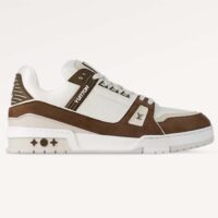 Louis Vuitton Unisex LV Trainer Sneaker Moka Brown Nubuck Calf Leather Grained Calf Leather (13)