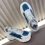 Louis Vuitton Unisex Run 55 Sneaker Denim Blue Monogram Flowers Lifted Rubber LV Circle Initials - Image 3