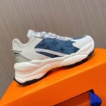 Louis Vuitton Unisex Run 55 Sneaker Denim Blue Monogram Flowers Lifted Rubber LV Circle Initials - Image 2