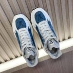 Louis Vuitton Unisex Run 55 Sneaker Denim Blue Monogram Flowers Lifted Rubber LV Circle Initials - Image 6