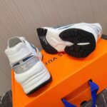 Louis Vuitton Unisex Run 55 Sneaker Denim Blue Monogram Flowers Lifted Rubber LV Circle Initials - Image 8