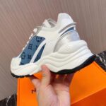 Louis Vuitton Unisex Run 55 Sneaker Denim Blue Monogram Flowers Lifted Rubber LV Circle Initials - Image 10