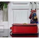 Louis Vuitton Women LV Orsay MM Handbag Red Cowhide Leather Flap Closure N-Lock – Image 5