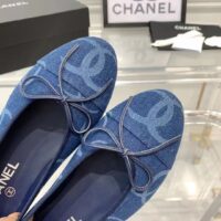 Chanel Women CC Ballet Flats Printed Denim Dark Blue White (2)