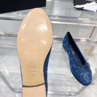 Chanel Women CC Ballet Flats Printed Denim Dark Blue White (2)