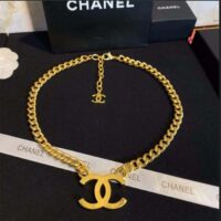 Chanel Women CC Chocker Necklace Dark Gold Gold Tone Metal (1)