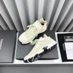 Chanel Women CC Sneakers Knit Suede Calfskin Ivory - Bild 3