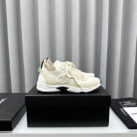 Chanel Women CC Sneakers Knit Suede Calfskin Ivory (1)