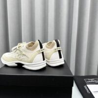 Chanel Women CC Sneakers Knit Suede Calfskin Ivory (1)