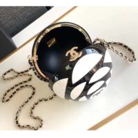 Chanel Women CC Sphere Minaudiere Plexi Gold-Tone Metal Black White (5)