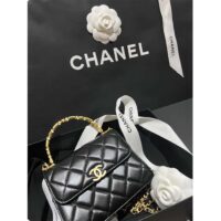 Chanel Women Kelly 22 Flap Bag in Calfskin Leather-Black (12)