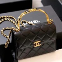 Chanel Women Kelly 22 Flap Bag in Calfskin Leather-Black (12)