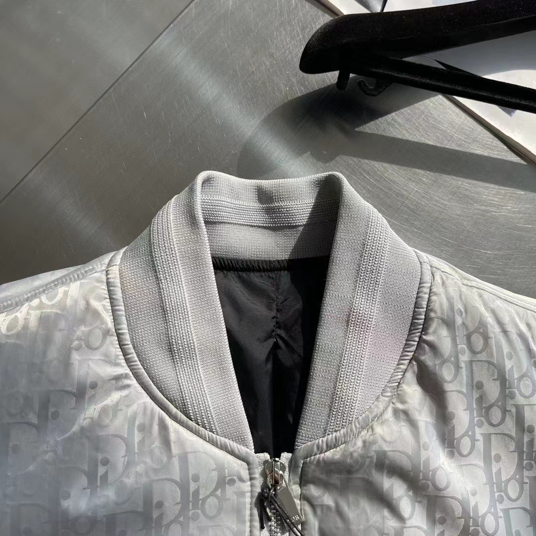 Dior Men CD Dior Oblique Bomber Jacket Gray Technical Fabric (12)