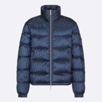 Dior Men CD Dior Oblique Down Jacket Navy Blue Technical Jacquard (1)