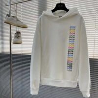 Dior Men CD Relaxed Fit Hooded Sweatshirt White Cotton Fleece