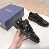 Dior Unisex CD B27 Low-Top Sneaker Black Patent Calfskin Dior Oblique Gravity Leather (6)