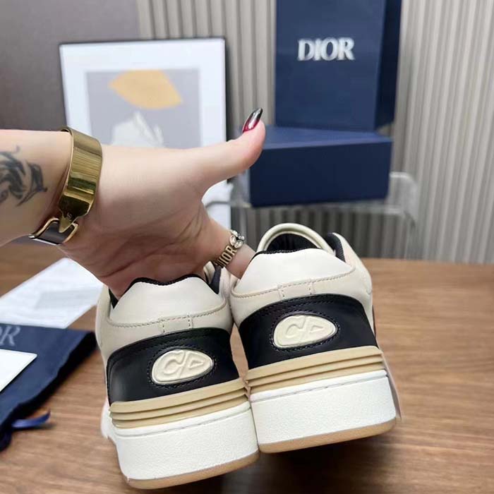 Dior Unisex CD B57 Mid-Top Sneaker Black Cream Smooth Calfskin Beige Suede