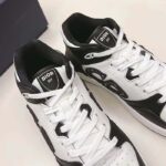 Dior Unisex CD B57 Mid-Top Sneaker Black White Smooth Calfskin Beige Black Oblique Jacquard - Image 6