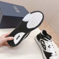 Dior Unisex CD B57 Mid-Top Sneaker Black White Smooth Calfskin Beige Black Oblique Jacquard (12)