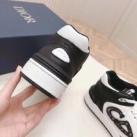 Dior Unisex CD B57 Mid-Top Sneaker Black White Smooth Calfskin Beige Black Oblique Jacquard (12)