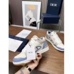Dior Unisex CD B57 Mid-Top Sneaker Blue Cream Smooth Calfskin Beige Suede – Bild 6
