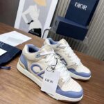 Dior Unisex CD B57 Mid-Top Sneaker Blue Cream Smooth Calfskin Beige Suede – Bild 2