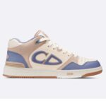 Dior Unisex CD B57 Mid-Top Sneaker Blau Creme Glattes Kalbsleder Beige Wildleder