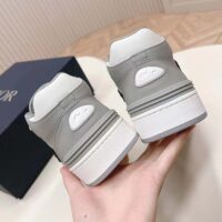 Dior Unisex CD B57 Mid-Top Sneaker Gray White Smooth Calfskin Beige Black Oblique Jacquard (11)