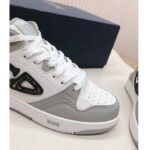 Dior Unisex CD B57 Mid-Top Sneaker Gray White Smooth Calfskin Beige Black Oblique Jacquard - Bild 7