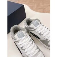 Dior Unisex CD B57 Mid-Top Sneaker Gray White Smooth Calfskin Beige Black Oblique Jacquard (11)