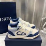 Dior Unisex CD B57 Mid-Top Sneaker Navy Blue Cream Smooth Calfskin Gray Suede - Image 2