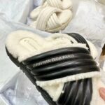 Dior Unisex CD D-Cross Slide Powder Black Lambskin White Shearling – Image 7