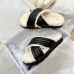 Dior Unisex CD D-Cross Slide Powder Black Lambskin White Shearling – Image 3