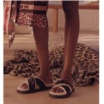 Dior Unisex CD D-Cross Slide Powder Black Lambskin White Shearling – Image 10