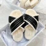 Dior Unisex CD D-Cross Slide Powder Black Lambskin White Shearling – Image 5