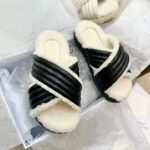 Dior Unisex CD D-Cross Slide Powder Black Lambskin White Shearling – Image 4