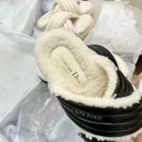 Dior Unisex CD D-Cross Slide Powder Black Lambskin White Shearling (3)