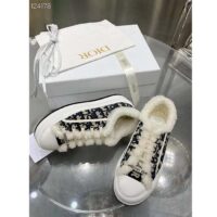 Dior Unisex Shoes CD Walk’N’Dior Platform Sneaker Deep Blue Oblique Embroidered Cotton White Shearling (9)