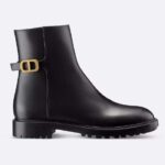 Botín Dior CD 30 Montaigne para mujer, piel de becerro negra