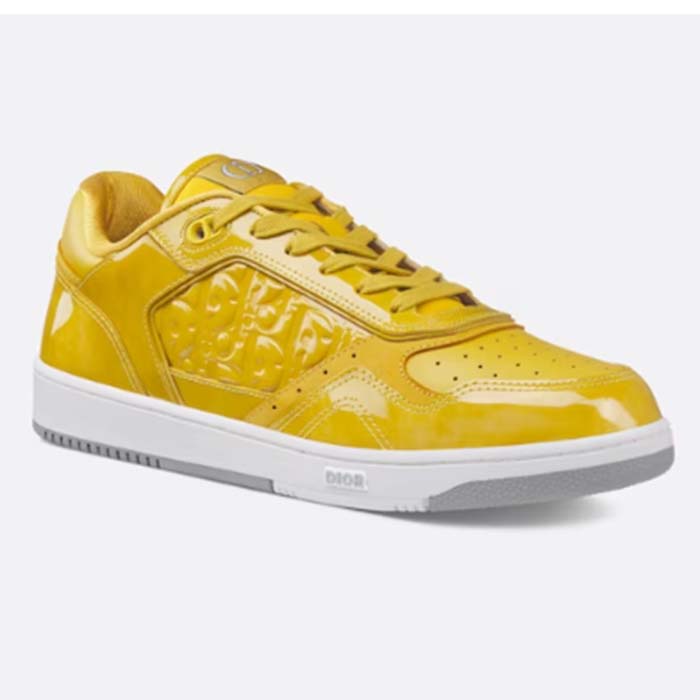 Dior Women CD B27 Low-Top Sneaker Yellow Patent Calfskin Dior Oblique Gravity Leather